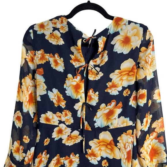 Betsey Johnson Navy Floral Back Tie Fit and Flare Dress - Picture 7 of 9